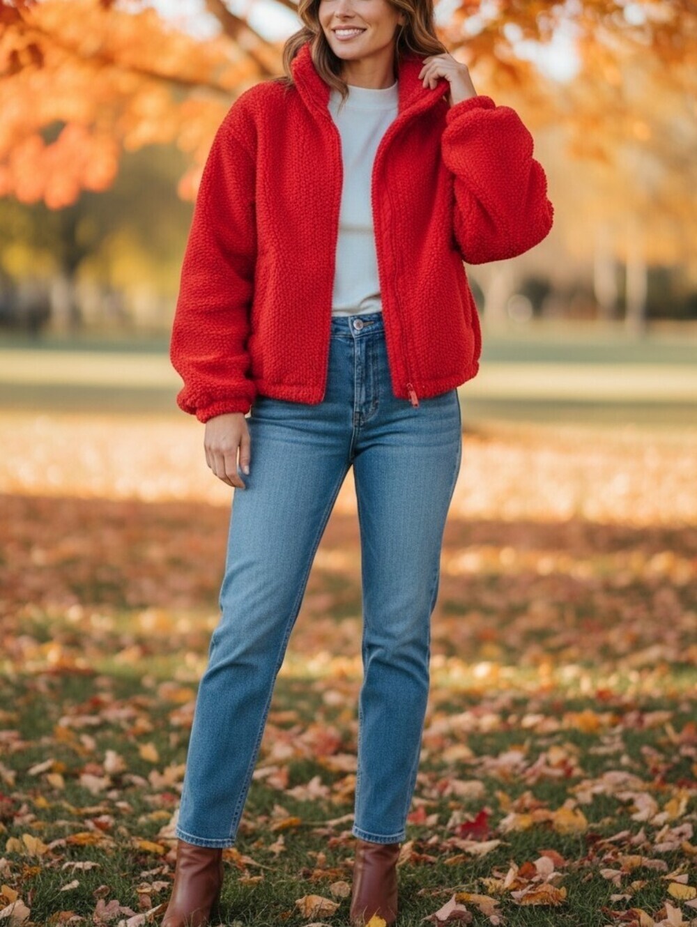 American Eagle Outfitters Red Teddy Jacket